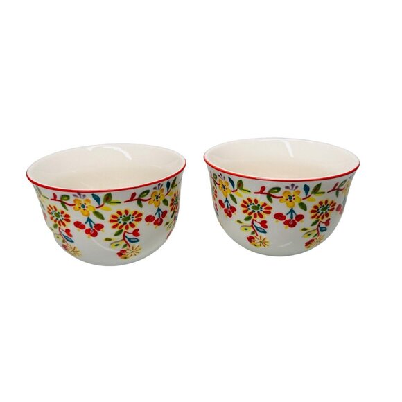 ANTHROPOLOGIE Cadiz Coffee Tea Cup Mug Painted Floral Design 3D Flower Red Set - Picture 7 of 16